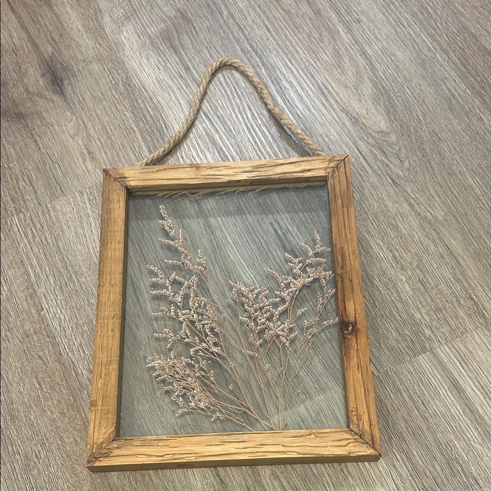 Framed Dried Flower Wall Hanging in Light Brown